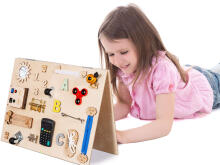 Bebe Basic Montessori Art.KX4628 Puidust sensoorne manipulatsioonilaud kahepoolne naturaalne
