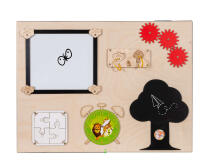 Bebe Basic Montessori Art.KX4628 Puidust sensoorne manipulatsioonilaud kahepoolne naturaalne