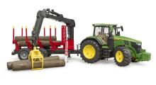 BRUDER Art.03154 traktor John Deere 7R 350 metsahaagise ja 4 palgiga