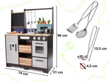 Ikonka Art.KX6286 Laste puidust köök MDF koos tarvikutega LOFT XXL 96cm