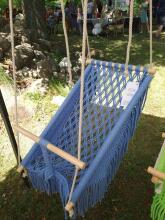 HandicraftBee Art.153323 High-quality adjustable knitted swing for babies in dark gray (made in Latvia)