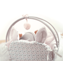 Arias Baby Doll Art.AR60284 Vastsündinud beebinukk täpilise voodiga, 33 cm