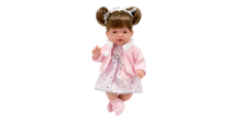 Arias Doll Art.AR60609 Tumedate juustega nukk roosas kleidis, 28 cm.