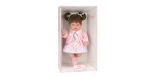 Arias Doll Art.AR60609 Tumedate juustega nukk roosas kleidis, 28 cm.