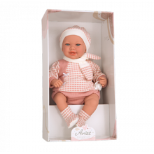 Arias Baby Doll Art.AR65349 Roosates riietes beebinukk, 45cm