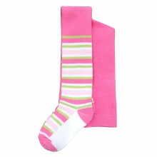 Weri Spezials Children's Tights Green Stripes Dark Pink ART.WERI-6163 High quality children's cotton tights for girls