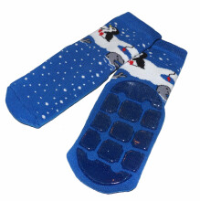 Weri Spezials Children's Non-Slip Socks Penguin and friends Medium Blue ART.WERI-1535 High quality children's socks made of cotton with non-slip coating