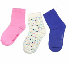 Weri Spezials Children's Socks Flowers Cream ART.WERI-1173 Pack of three high quality children's cotton socks