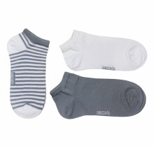 Weri Spezials Children's Sneaker Socks White Stripes Grey ART.WERI-4078 of three high quality children's cotton sneaker socks