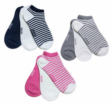 Weri Spezials Children's Sneaker Socks White Stripes Grey ART.WERI-4078 of three high quality children's cotton sneaker socks