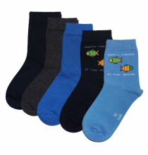 Weri Spezials Children's Socks Happy Fish Cornflower Blue ART.WERI-3984 Pack of five high quality children's cotton socks