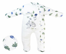 Necix's Happy Fox World Art.156386 Baby rompers with long sleeves and closed legs with green leaves