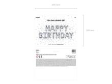 Ikonka Art.KX4574_1 Foolium õhupallid sünnipäevakaunistus Happy Birthday hõbedane 340cm x 35cm