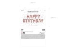 Ikonka Art.KX4574_2 Foolium õhupallid sünnipäevakaunistus Happy Birthday roosa kuld 340cm x 35cm