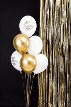 Ikonka Art.KX4556 Sünnipäev õhupallid Happy Birthday To You kuldne valge 30cm 6tk