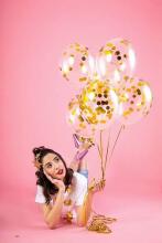 Ikonka Art.KX4554 Transparent balloons with confetti gold circles 30cm 6 pieces