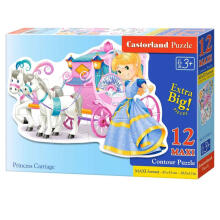 Ikonka Art.KX4368 CASTORLAND Puzzle 12 tk Printsessi vanker - Printsess ja vanker 3+