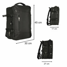 Ikonka Art.KX4109 Laptop travel backpack expandable 26-36L USB cable capacious waterproof black