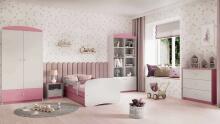 Babydreams pink bed without a pattern with a drawer, mattress 140/70
