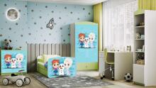 Bed babydreams green frozen land with drawer with non-flammable mattress 160/80