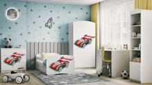 Bed babydreams white racing car with drawer with non-flammable mattress 160/80