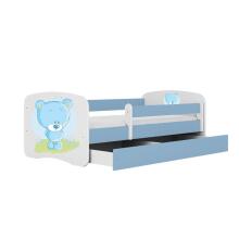 Bed babydreams blue blue teddybear with drawer with non-flammable mattress 180/80