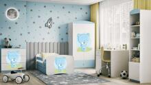 Bed babydreams blue blue teddybear with drawer with non-flammable mattress 180/80