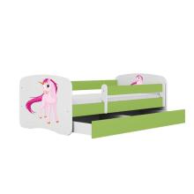 Bed babydreams green unicorn with drawer with non-flammable mattress 180/80