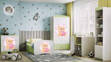 Bed babydreams green teddybear butterflies with drawer with non-flammable mattress 140/70