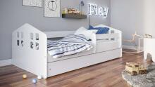 Bed Kacper white with drawer with non-flammable mattress 160/80
