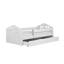 Bed Kacper white with drawer with non-flammable mattress 180/80