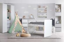 Klups Dalia Art.16449 Grey  Convertible baby crib with a storage drawer (140x70 cm)