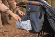 Stroller organizer – grey cranes