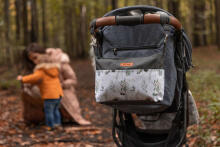 Stroller organizer – grey cranes