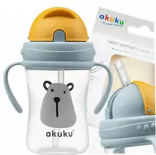 Akuku Bottle with handles Art.A0204 Pudelkruus kokkupandava kõrre ja ergonoomiliste käepidemetega, 300 ml