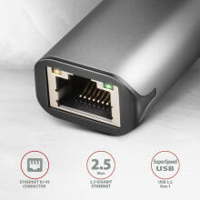 Сетевой адаптер ADE-25RC 2,5 Gigabit Ethernet, Realtek 8156, USB-C 3.2 Gen 1, автоматическая установка, серый