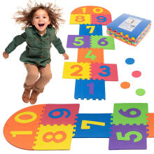 Bebe Basic Puzzle Art.180066 Multifunktsionaalne põrandapuslematt numbrite ja kujunditega, 10 osa