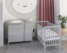 YappyKids YappyUno Art.82260 Light Grey Puidust beebivoodi 120x60cm