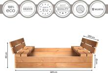 Bebe Basic Wood Sandbox Art.199543 Bronze sandbox with a lid and a bench, 120x120 cm