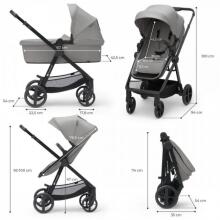 KinderKraft Newly 3 in1 Art.KSNEWL00GRY300 Moonlight Grey ühes universaalne jalutuskäru + turvahäll