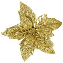Betlehemi täht, kunstlill poinsettia Springos CA1291 13 cm kuldne sädeleva viimistlusega