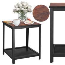 Ruudukujuline kohvilaud riiuliga Springos HF0026, 45x45x55 cm, loft-stiil, must/pruun