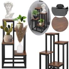 Metal flower stand with 4 shelves Springos GA0209 67.5 cm loft black and brown