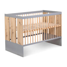 Klups Pauline Art.233099 Graphite/Oak Children's crib with a protective side, 120x60 cm