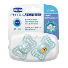 CHICCO 00071037210000 Pacifier PHYSIO LIGHT 2-6M sil 2 pcs blɔ