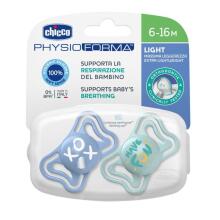 CHICCO 00071038210000 Pacifier PHYSIO LIGHT 6-16M sil 2 pcs blɔ