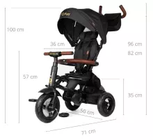 Bebe Basic Rito Deluxe Art.235606 Black Laste kolmerattaline lenkstangiga, katuse ja täispuhutavate ratastega