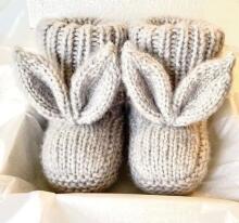 La Bebe™ Lambswool Natural Eco Socks/Booties Art.236526 White Natural wool socks/boots for newborns
