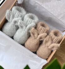 La Bebe™ Lambswool Natural Eco Socks/Booties Art.236526 White Natural wool socks/boots for newborns