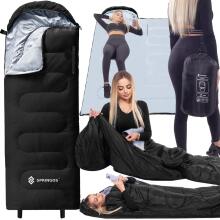 2-in-1 reisimagamiskott Springos CS0122, 220x80 cm, soe matkatekki, must-hall